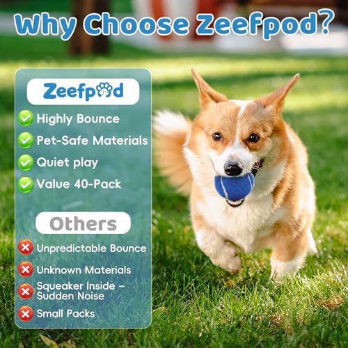 40 Pack 2 Inch Dog Tennis Balls, Small Tennis Balls for Dogs, Dog Safe Non-Abrasive Felt, Bulk Puppy Tennis Ball Set for Small Dogs,with Mesh Bag for Easy Transport(Multicolor