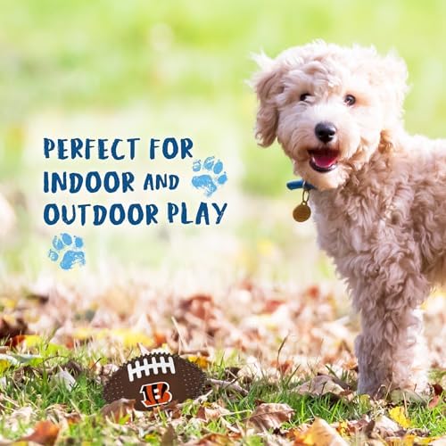 NFL Cincinnati Bengals Mega-chew Hard Nylon Bacon-flavored Dog Bone Football Chew Toy. Interactive Tasty Fun Dog Chew Toy. Indestructible Strong Durable Chew Toy Tough Pet Toys for Aggressive Chewers