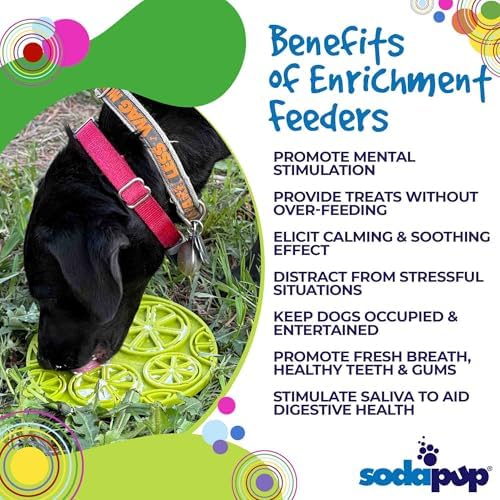 SodaPup Citrus eMat – Durable Enrichment Feeder Made in USA from Non-Toxic, Pet-Safe, Food Safe Rubber for Mental Stimulation, Avoiding Overfeeding, Fresh Breath, Digestive Health, Calming, & More