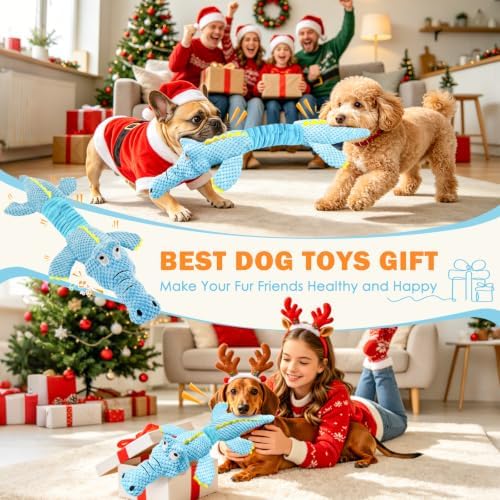 WOWBALA Crocodile Squeaky Dog Toys for Puppy, Small and Medium Breed