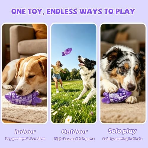 YINEYA Dog Toys for Aggressive Chewers, Tough Squeaker Dog Toys, Purple