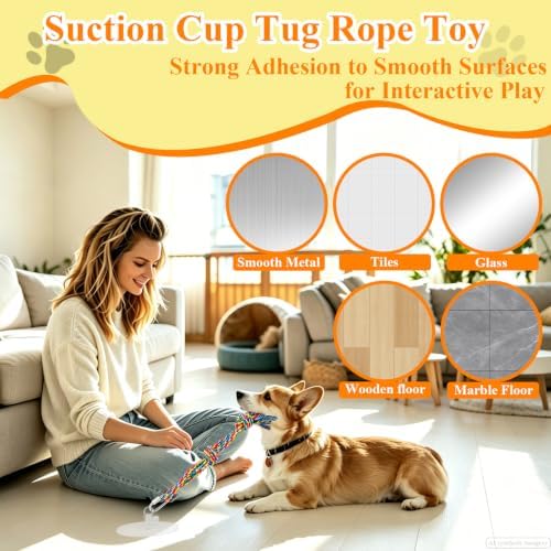 Suction Cup Tug of War Toy for Small Dogs Interactive Dog Rope Toy