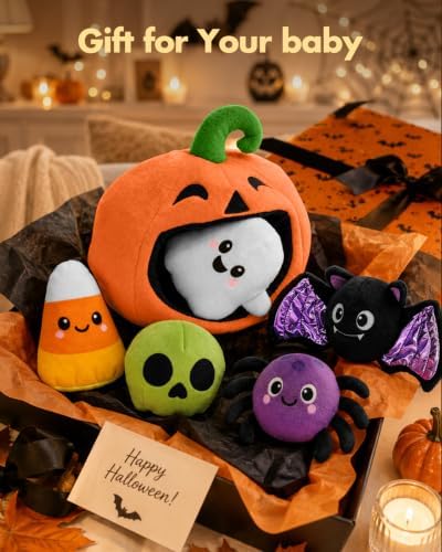 Swooflia 6 PCS Halloween Hide and Seek Dog Toys, Pumpkin Ghost