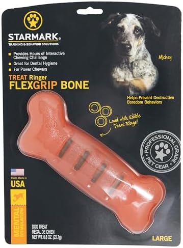 Starmark Treat Ring FlexGrip Bone Chew Toy For Large Dogs over 40 pounds