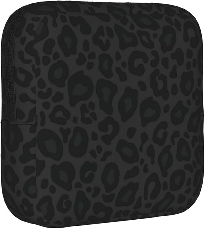 Black Leopard Cheetah Print Animal Skin Print Period Bag For Women,Portable Sanitary Napkin Period Pad Pouch For Purse, Small Make Up Bags