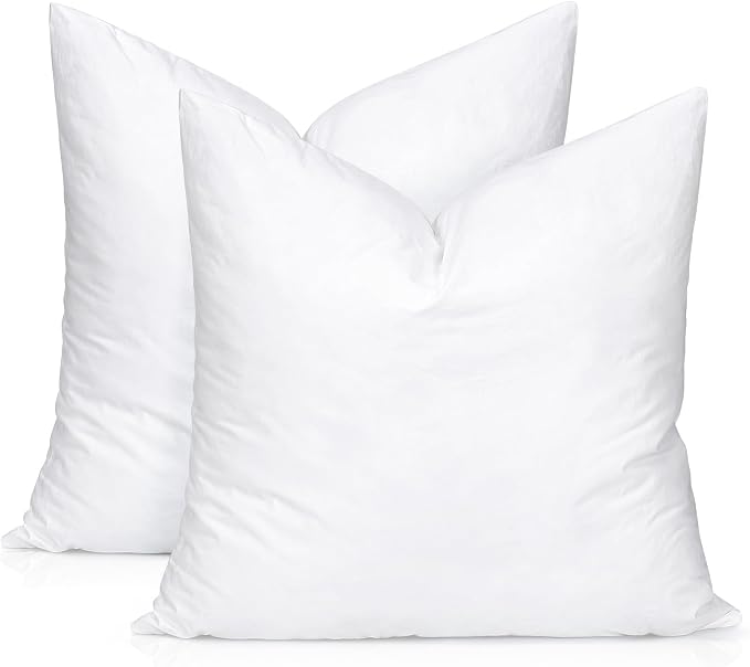 Artscope Synthetic Down Pillow Insert, 12x12 Throw Pillow Inserts Set of 2 | Down Alternative Ultra Soft Fluffy Sleeping Pillow, 100% Cotton Cover, Decorative Pillows-White