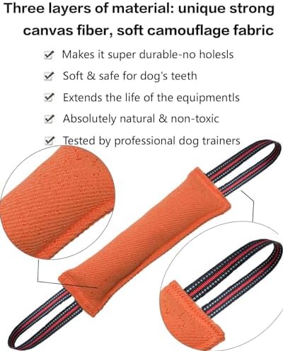 Clysoru Tug Toy for Dogs Tug of War Dog Toy with 2 Strong Red Band Handles Lasting Training Equipment Puppy to Large Dogs Interactive Toy Best for Tug of War Pull Indestructible Rope Toys (Orange)