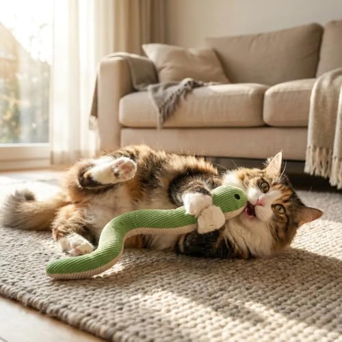 Shudyear Cat Snake Toy with Catnip, Crinkle Cat Toy for Cats, Soft Plush Kicker Toy for Indoor Cats, Interactive Cat Toy for Exercise & Stress Relief