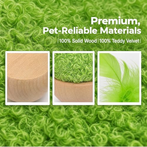 Wooden Wobble Cat Toy for Indoor Kitten, Interactive Tumbler Cat Toy for Small Medium Cats (Green)