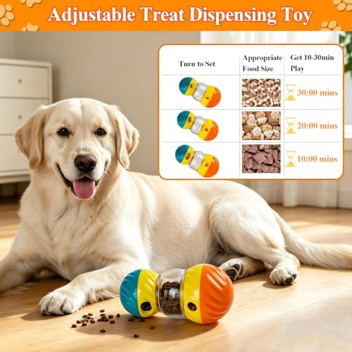 Dog Puzzle Toy, Adjustable Treat Dispenser Ball for Pets | Mental Stimulation Enrichment Toy, Boredom Buster & Anxiety Relief for All Breeds, Promotes Healthy Eating with Slow Feeder