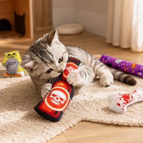 Random Halloween Catnip Toys for Indoor Cats with Crinkle 4 Pack