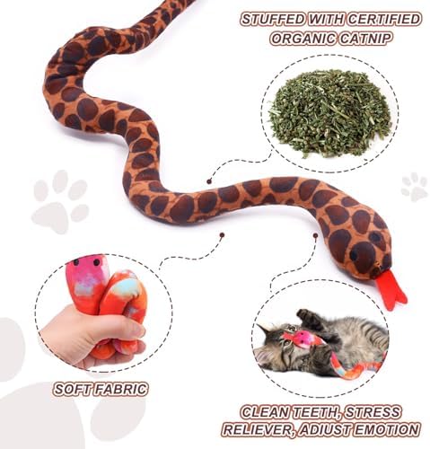 CiyvoLyeen Plush Snake Catnip Toys for Indoor Cats 3 Pack