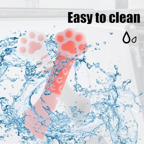 lasuroa 2pcs Cat Dog Food Spoon, Silicone Paw Spoon for Wet Food Versatile Pet Spatula Cute Shape Mixing Spoons Can Opener Mini Treat Dispenser for Cat Dog Supplies (Pink & White)