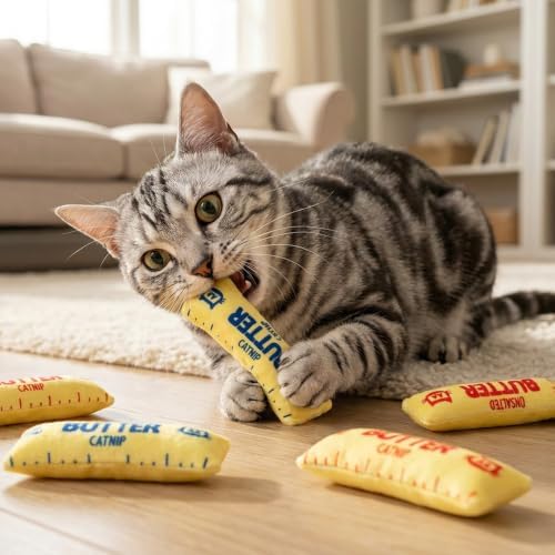 2Pcs Butter Catnip Crinkle Paper Sound Toys for Cat, Catmint Cat Toy Gift