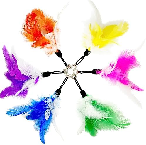 Cat Feather Toys Refills, 14 Pieces Natural Feathers Refills, Cat Wand Replacement Feathers Toy for Indoor Cats