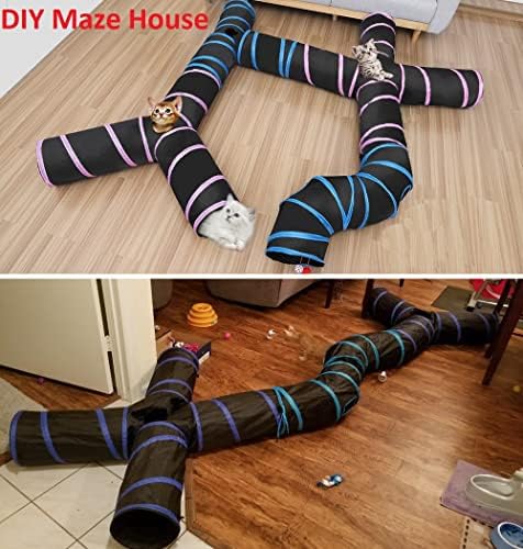 Cat Tunnels, Pet Ferret Rabbit Bunny Tunnels Tubes Subway Habitats, S-Style, DIY Cat Peekaboo Maze House Tent Bed, Kitten Interactive Toy (YY Type Tubes)