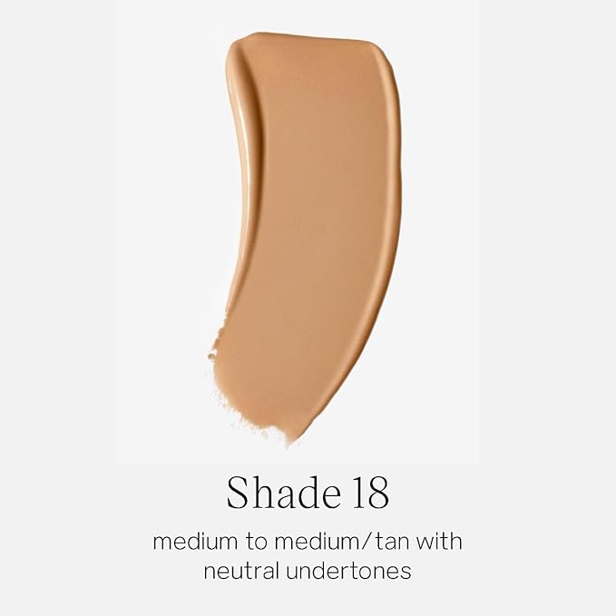 Saie Glowy Super Skin Tint Liquid Foundation - Weightless + Dewy Foundation with Lightweight Medium Coverage - Hydrating Face Makeup + Skin Care Serum Hybrid with Hyaluronic Acid - Shade 18 (1.01 oz)