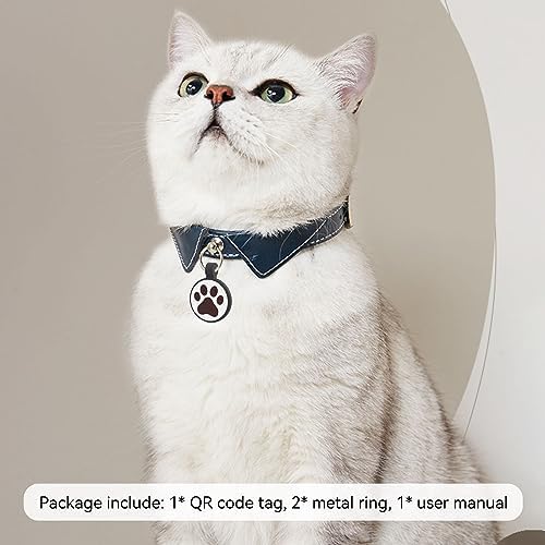 QR Code Cat Tag, Modifiable Pet Online Profile Page, Multiple Emergency Contact, Silent Silicone, Lightweight, No Jinging, Collar Accessories, QR Cat ID Tag (Small Breeds - 1", Blue)