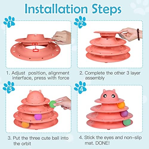 UPSKY 20 PCS Cat Toys Set with Teaser, Mice, Spring, and Various Ball Toys | Puzzle Kitten Toys, Sturdy Structure, Detachable Design, Easy to Assemble, Anti-Slip, Reduces Boredom for Indoor Cats