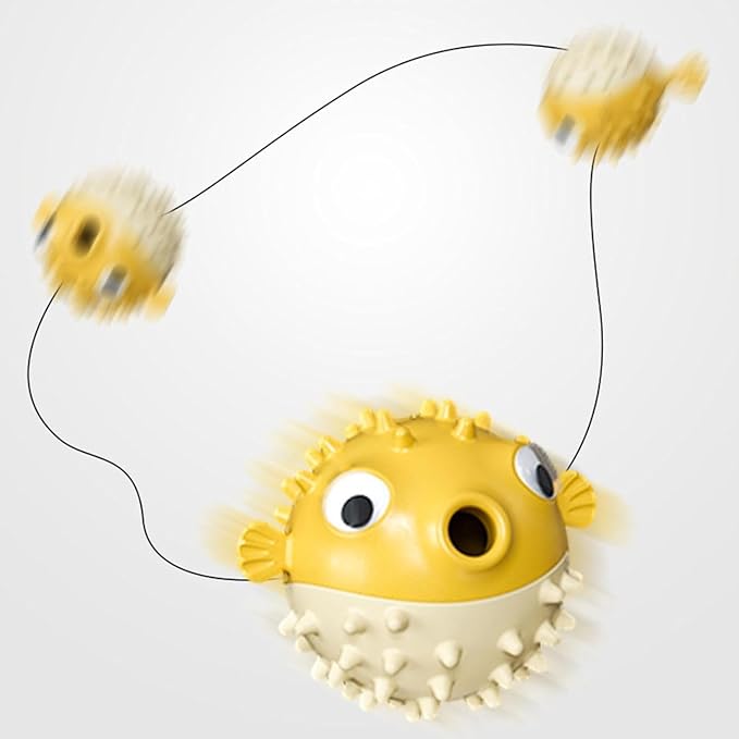 Dog Treat Dispenser Toy, Rubber Puffer Fish Dog Toys | Puppy Teething Toys | Interactive Pet Toys, for Small, Medium, Large All Breed Size Dogs