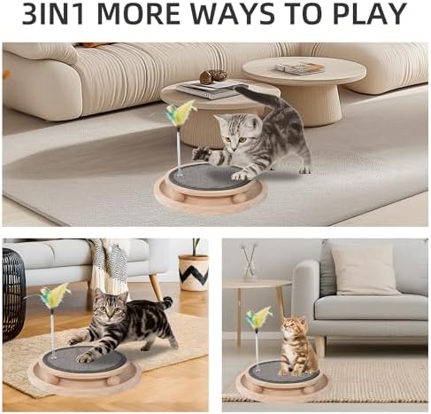 Natural Sisal Round Cat Scratcher with Ball Track Toy