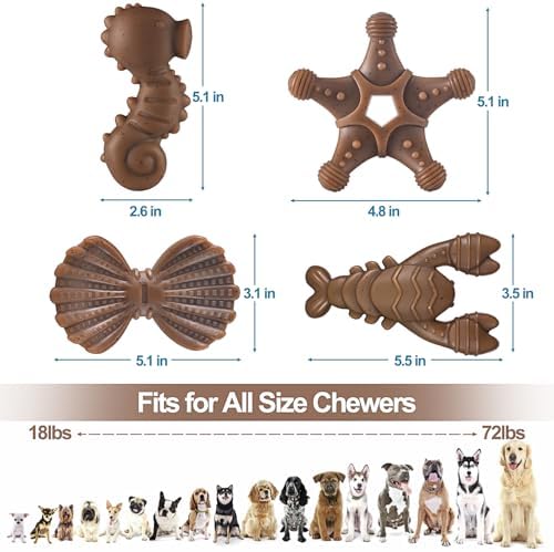 NEZIN Dog Chew Toys for Aggressive Chewers, 4 Pack Indestructible Dog Toys with Tough Nylon, Chew Toy Gift for Dogs of All Breed Sizes