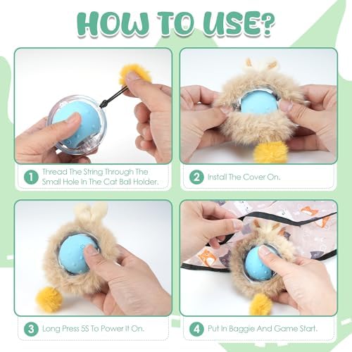 Cat Mat Hide and Seek Toy, Interactive Cat Toy Ball with Bird Chirp Sound, Smart Induction Oxford Cloth Hunting Cover, USB Rechargeable Indoor Play Toy for Cats