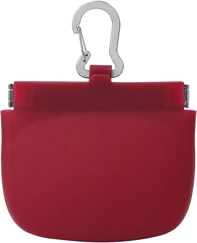 Silicone Dog Treat Pouch for Pet Training One-Hand Access One Cup Silicone Treat Bag with Pull Tab and Auto Closing Lid Treat Pouches for Leash(Color: Red)