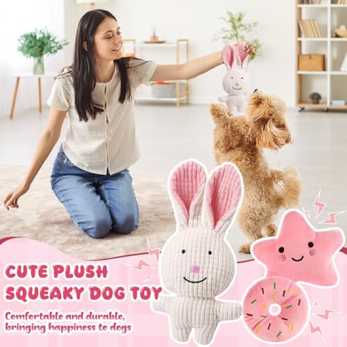 9pcs Pink Puppy Toys for Teething Treat Interactive to Keep Them Busy