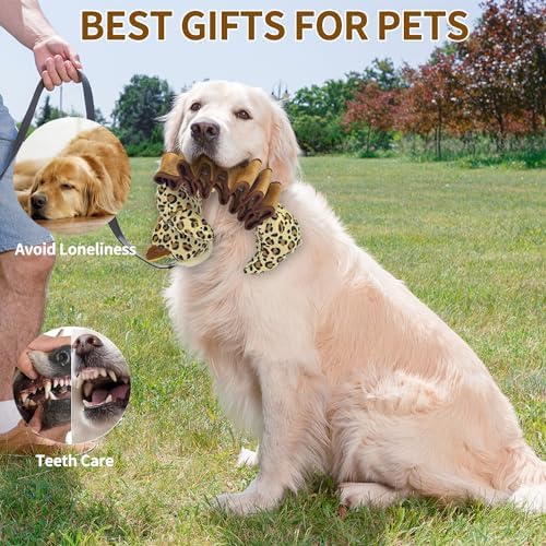 Plush Dog Toys - Squeaky Interactive Dog Toy for Large Breed with Elastic - Enriching Pet Enrichment and Puppy Toy- Tug of War Pet Toys (Leopard)…