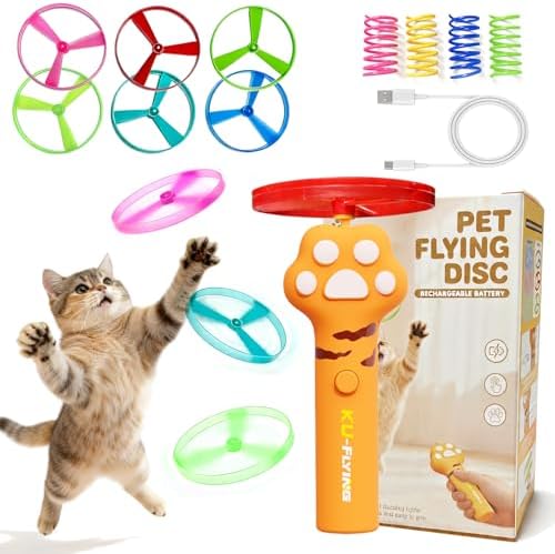 Rechargeable Flying Spinner Fetch Interactive Pet Toy with LED Lights
