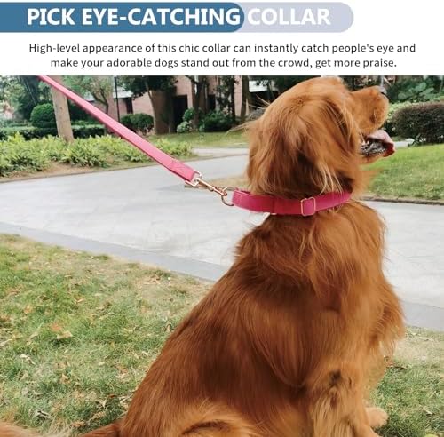Soft Leather Martingale Dog Collar - Adjustable Rose Gold Limited Slip Collars [Easy to Clean], Stylish Durable Heavy Duty Nylon No Pull Training Collar for Small Medium Large Dogs S Hot Pink