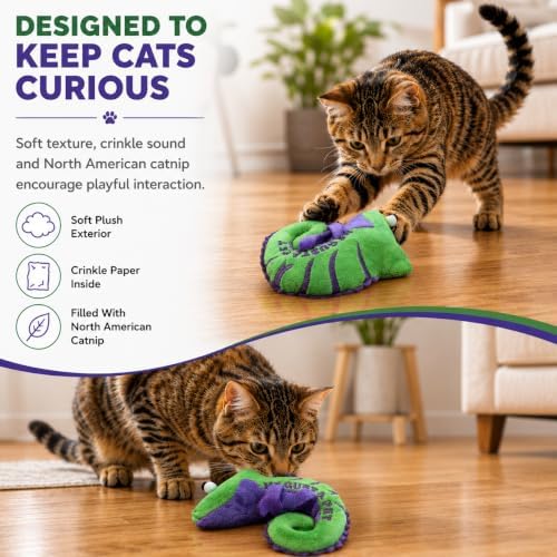 Cat Toys Catnip Crinkly Sound Toy with North American Catnip | Lizard Cat Toy Crinkle Paper Sound | Cat Kitten Toy Teething Chew | Cats Kicker Crinkle Paper | Chameleon Cat Toy 4.5-INCH