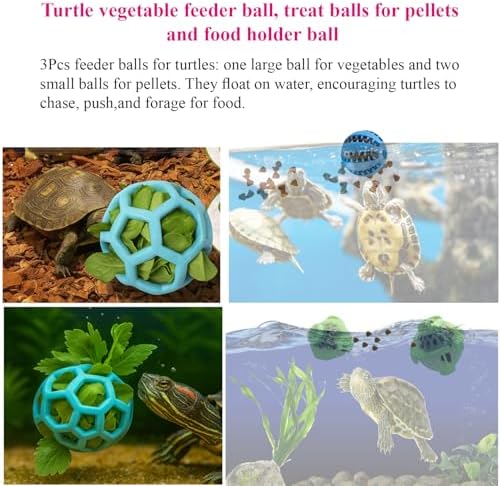 14PCS Aquatic Turtle Tank Accessories Set – Interactive Treat Balls, Floating Feeders & Enrichment Toys for Aquatic Turtles and Tortoises, Turtle Tank Decor