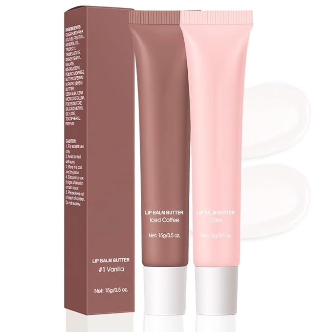 2Pcs Summer Butter Lip Balm Lip Gloss, Ultra-Hydrating Natural Vegan Lip Balm, Sheer-Tinted Shine & Hydration, Soothes & Softens Dry Lips Skincare, Bálsamo labial hidratante (#3+4#)
