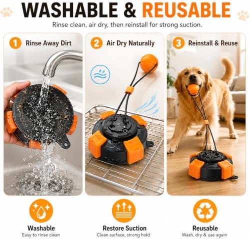 Suction Cup Dog Tug Toy, Rope Chew Toy for Aggressive Chewers