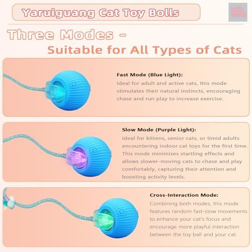 Speedy Tail 3.0 Interactive Toy Ball, 2 Tails for Cats & Dogs | cat chase toy|chirping bird cat toy|Adjustable sound level|300 mA high-capacity battery