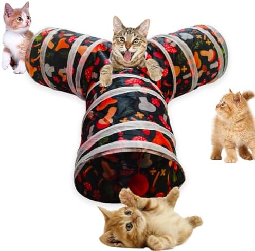 Cat Tunnel Tube Toys, 3 Ways Tunnels for Indoor Cats with Play Ball