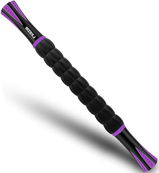 Muscle Roller Massage Roller Stick- Deep Tissue Fascia Blaster for Myofascial Pain Relief, Lymphatic Drainage & Body Sculpting, Handheld Physical Therapy & Recovery Tool (Purple Black-18 inch)