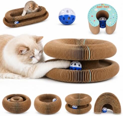 Extensible Magnetic Cat Scratcher Cardboard Toy with Bell Ball
