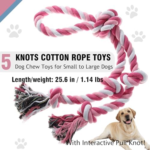 Rope Toy for Dogs，Large Dog Rope Toys for Aggressive Chewers, Heavy Duty Dog Toys for Large Medium Breed, Indestructible Tough Chew Toys Tug of War Dog Toy Cotton Rope for Teeth Cleaning