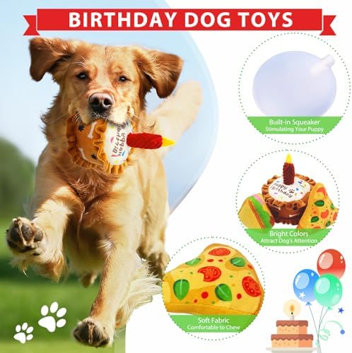 Dog Birthday Toys 3 Pack for Large Medium Small Dogs
