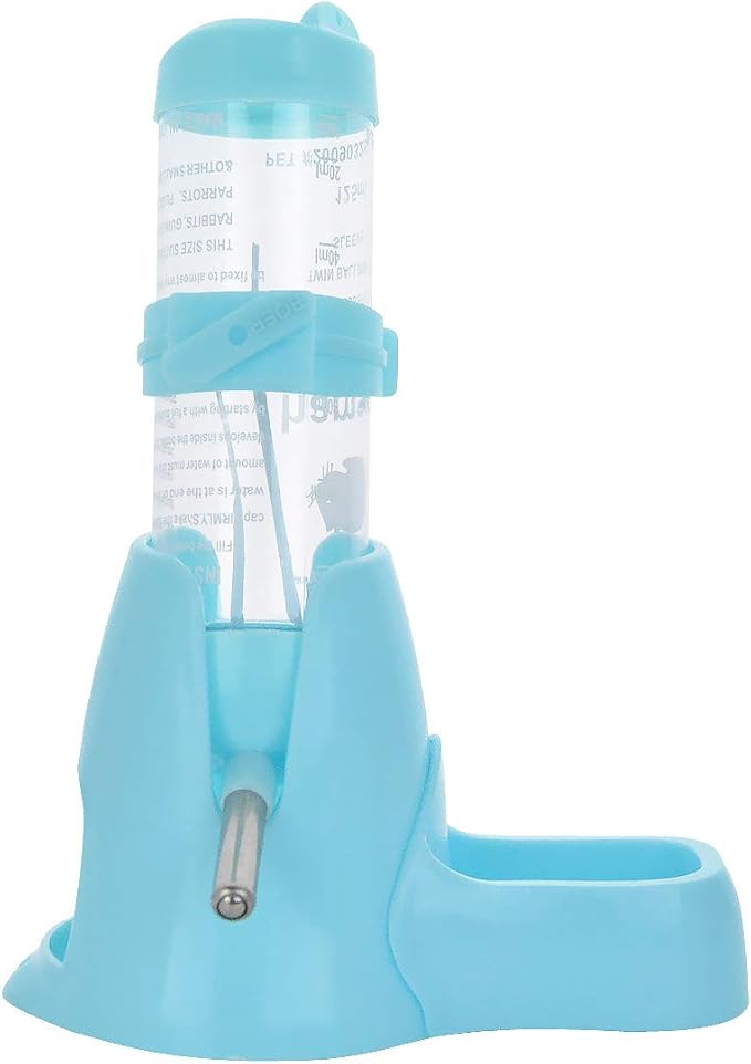 Guardians Hamster Water Bottle, Little Pet Automatic Drinking Bottle with Food Container Base Hut Hanging Water Feeding Bottles Auto Dispenser for Small Animals(125ml,Blue)