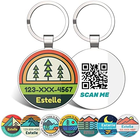 Custom Dog ID Tags, Personalized Pet ID Tags with QR Code, Free Online&Scan QR Receive Instant Location Alert Email