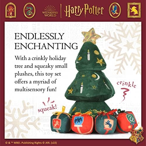 Harry Potter 14" Holiday Tree Burrow Dog Toy with Plush Squeaker Hogwarts House Presents | Dog Toys for Pets, Plush Dog Toy, Dog Squeaky Toy, Toys for Dogs