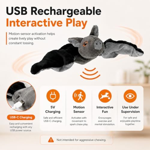 Flying Bat Dog Toy, Battery Operated Interactive Toy for Small Dogs (1PC)