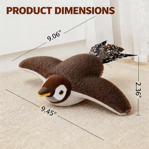Speedy Tail 2.0 Cat Toy, USB Rechargeable Flapping Bird with Lifelike Chirp, Interactive & Automatic Moving Toy for Indoor Cats, Kitten Exercise Feather