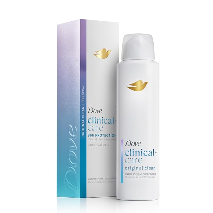 Dove Clinical + Care Antiperspirant Deodorant Dry Spray for Women Original Clean with Nourishing Serum 3.8 oz