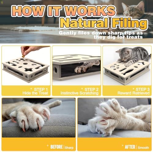 Cat Scratch Puzzle Enrichment Box, Interactive Cat Puzzle Toy Box