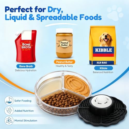 Slow Feeder Dog Bowl with Lick Mat & Rolling Lick Ball for Enrichment,Black